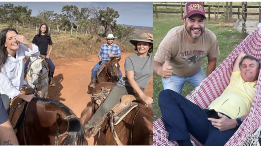 Bolsonaro e Michelle passam tarde em rancho com deputados do PL